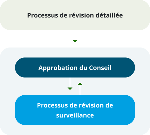 Processus de révision détaillée : Approbation du Conseil, Processus de révision de surveillance