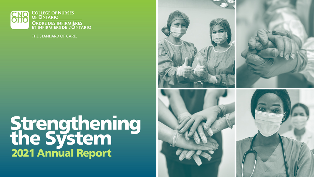 Image of the Annual Report cover. Caption reads: Strengthening the System
